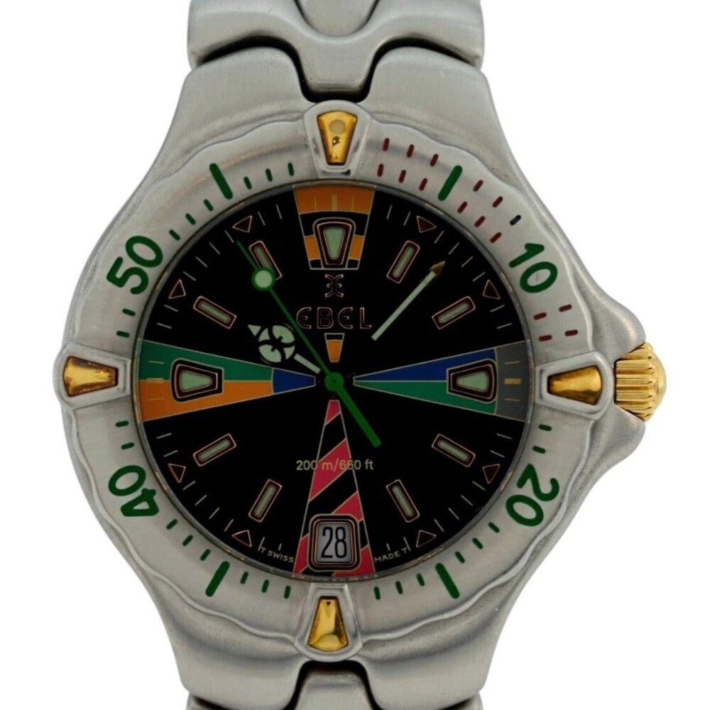 Ebel 36mm Sportwave Colorful Regatta Edition Black Dial Watch